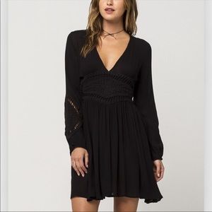 Volcom Nightscape Long Sleeve Crochet Boho Dress